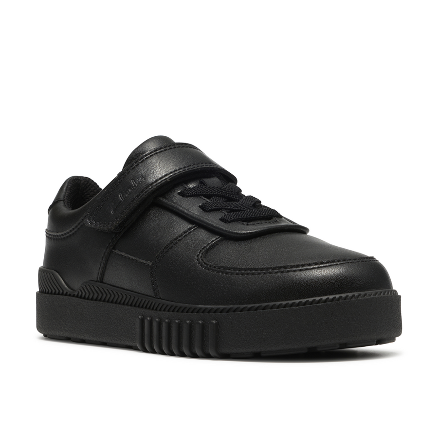 Clarks - SomersetFlex K - Black Leather - School Shoes
