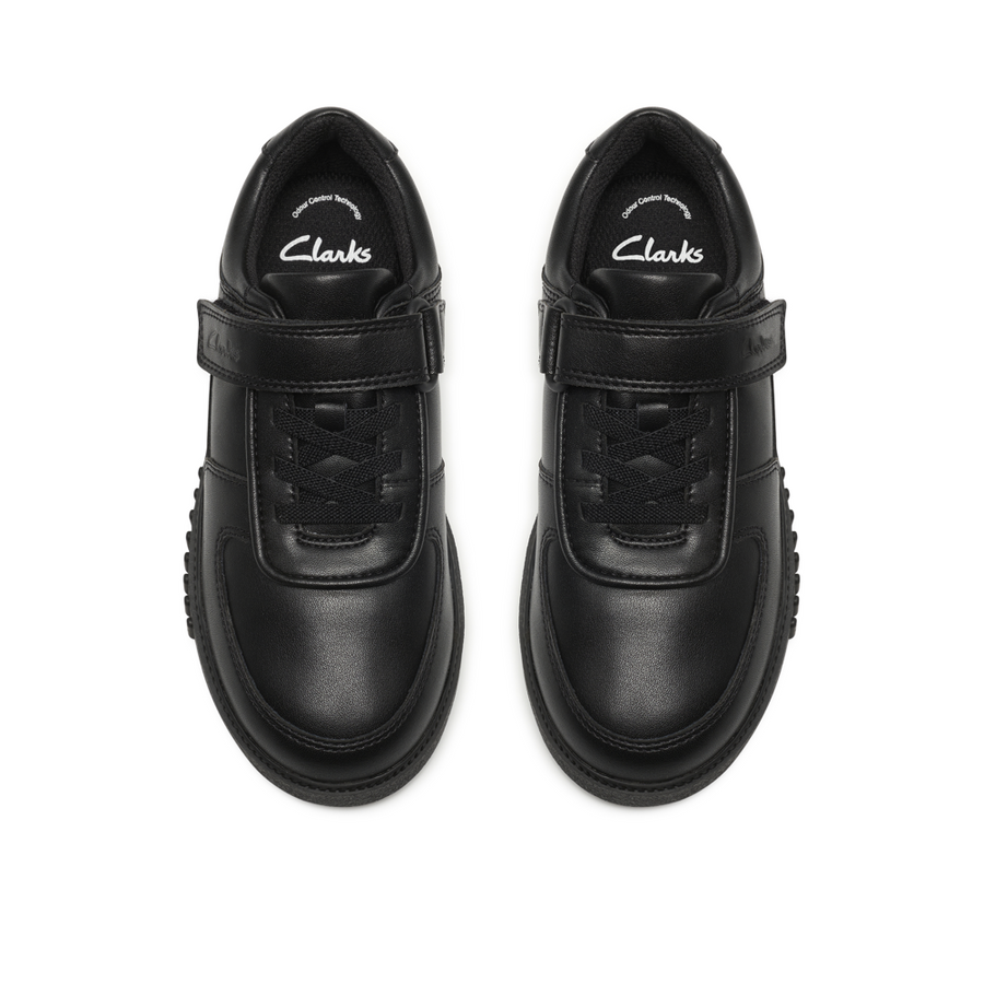 Clarks - SomersetFlex K - Black Leather - School Shoes