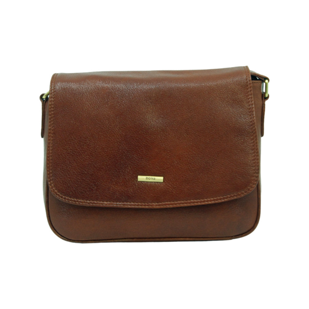 Nova Leathers - 3/4 Flap Shoulder Bag - 6135 Cognac