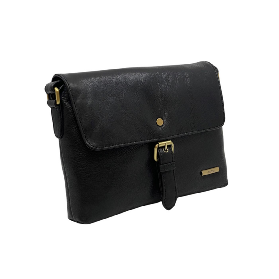 Nova Leathers - Buckle Detail E/W X-Body - 6158 Black - Bags