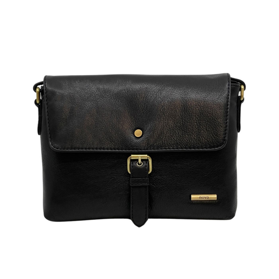 Nova Leathers - Buckle Detail E/W X-Body - 6158 Black - Bags