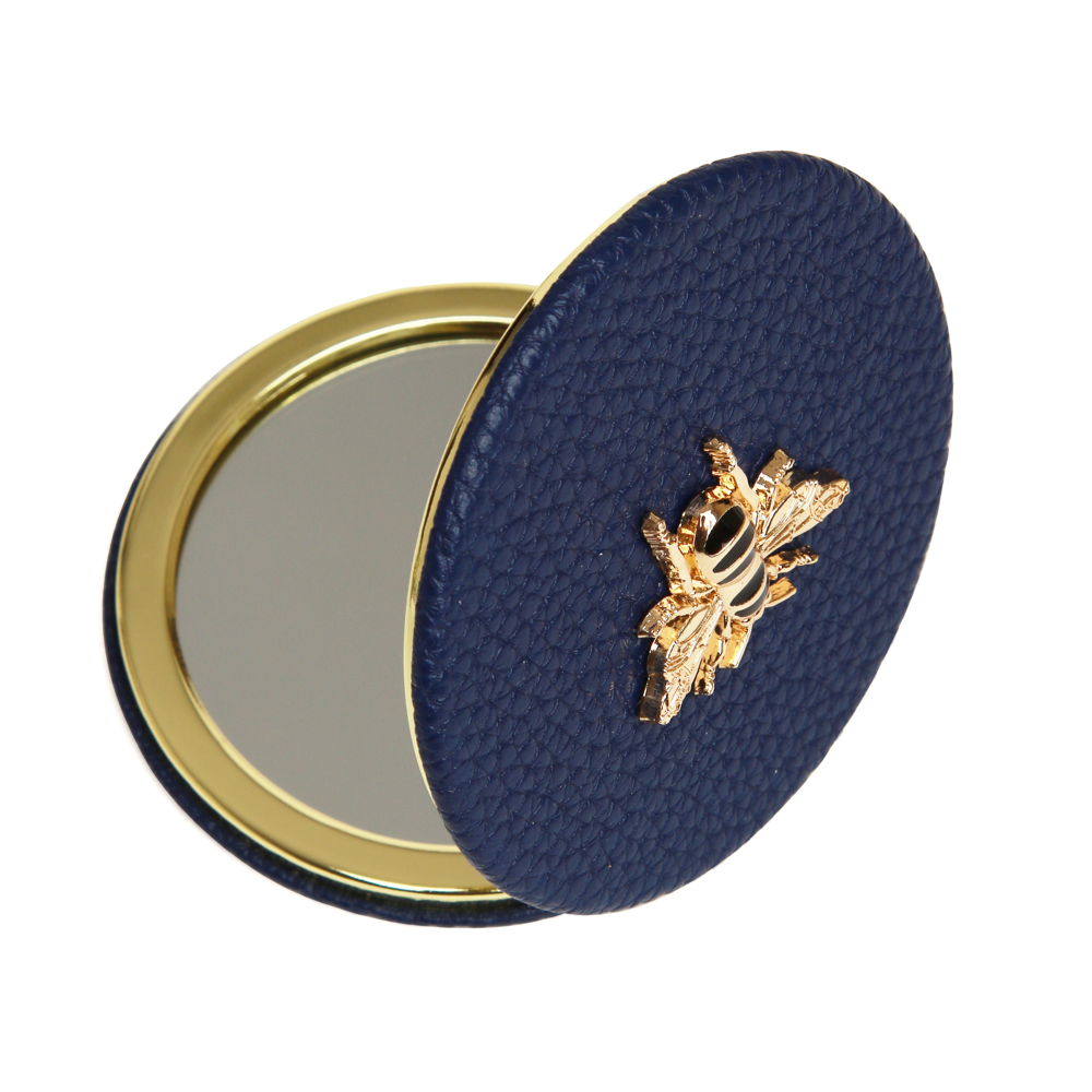 Alice Wheeler - Round Compact Mirror - Navy - Mirrors