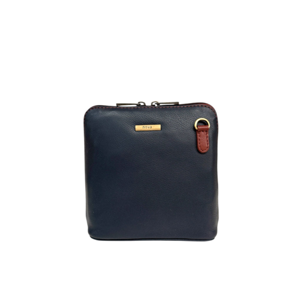 Nova Leathers - Small Dome Bag - 820 Navy Tan