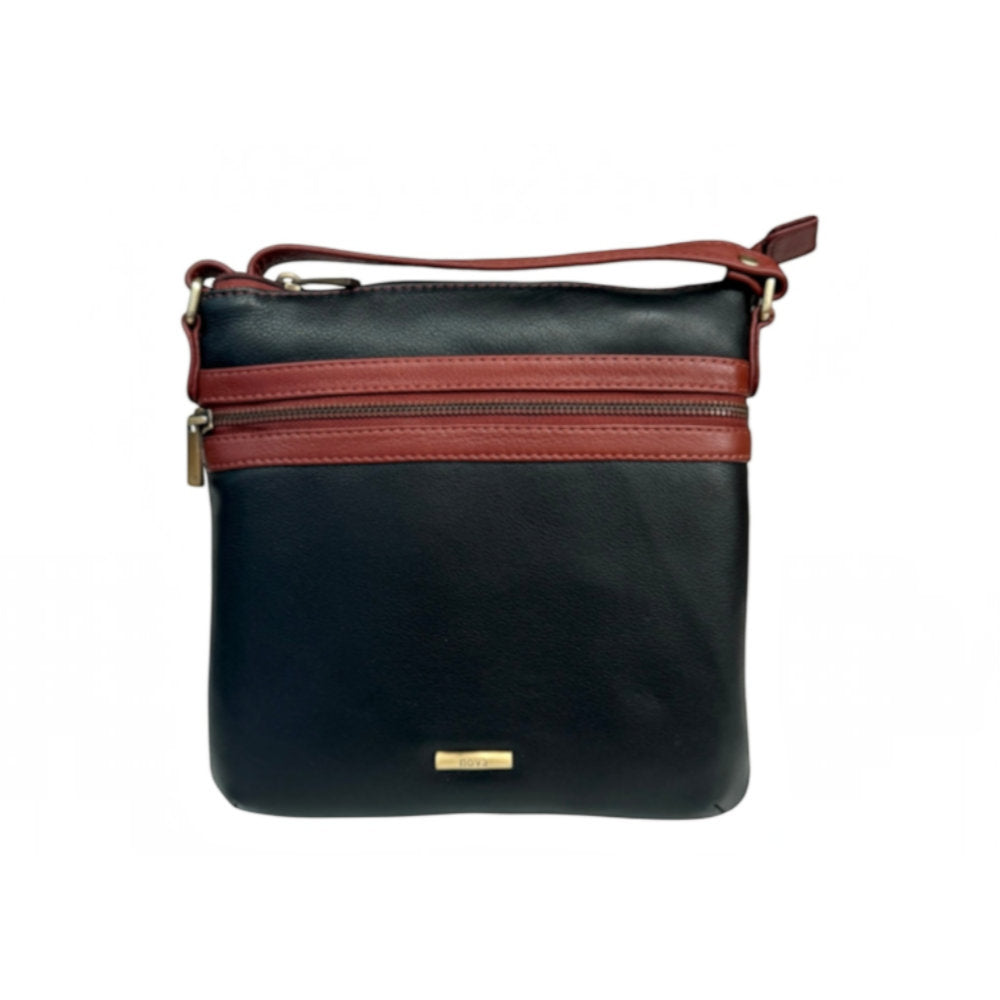 Nova Leathers - Square X-Body Bag - 8718 Black Tan