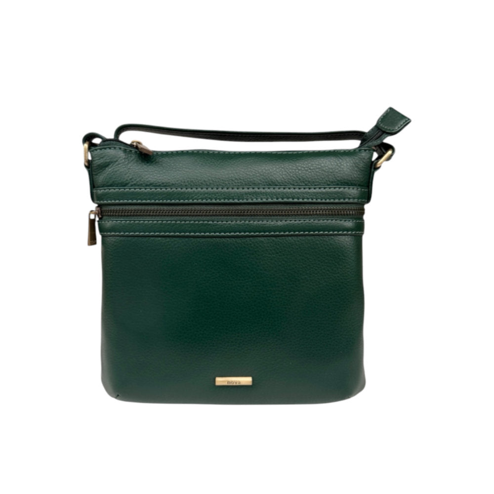Nova Leathers - Square X-Body Bag - 8718 Bottle Green