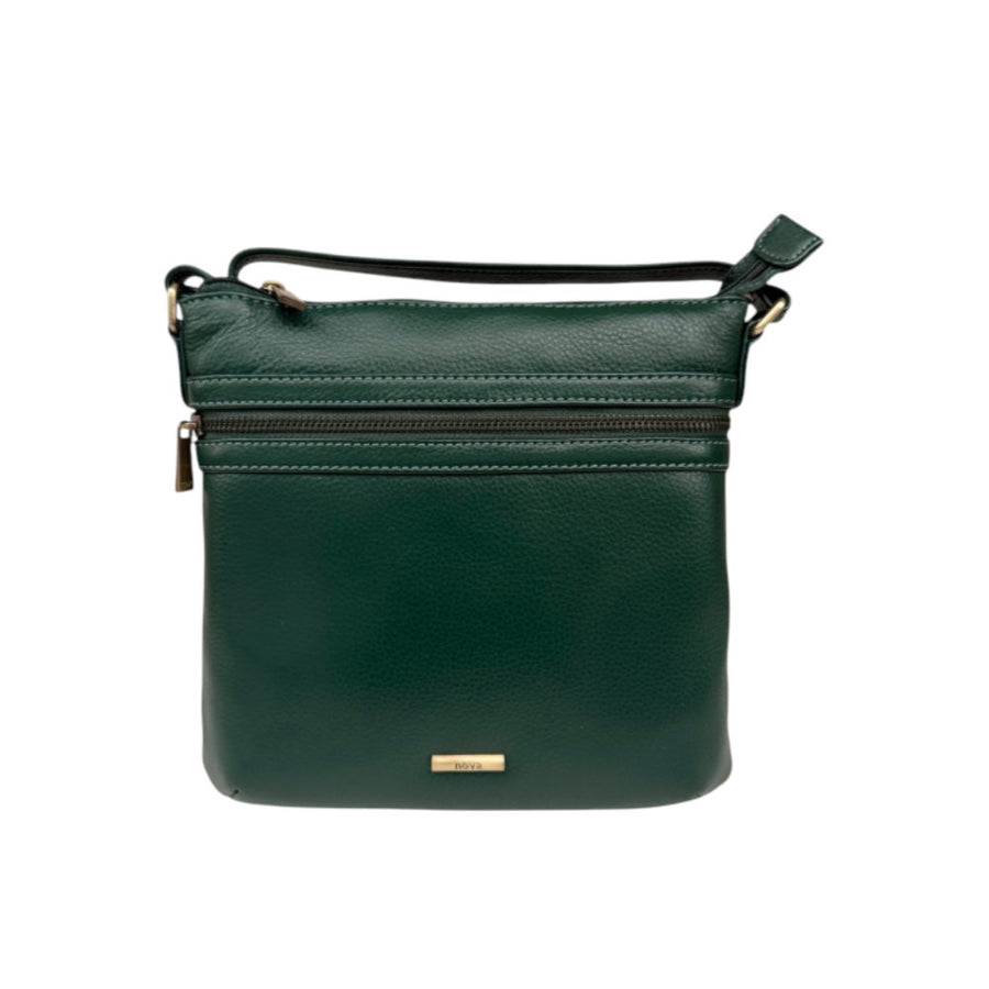 Nova Leathers - Square X-Body Bag - 8718 Bottle Green