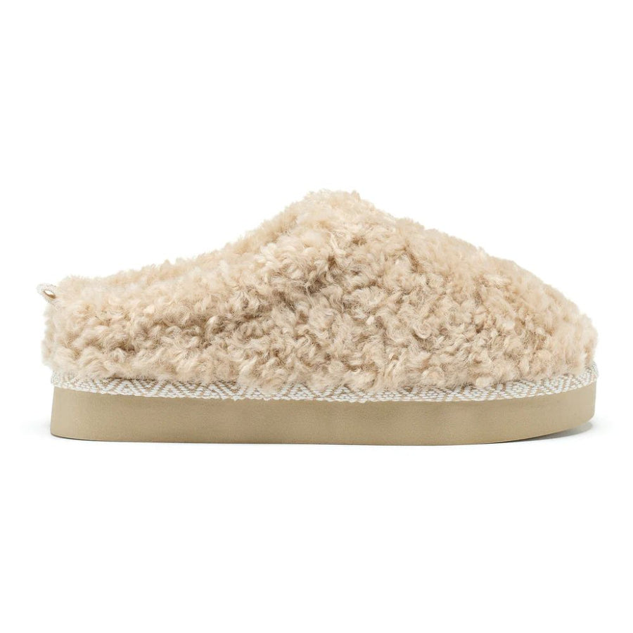 Bedroom Athletics - Alicia Luxury Borg Fleece Platform Mule - Biscuit  - Slippers