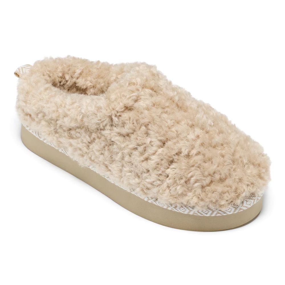 Bedroom Athletics - Alicia Luxury Borg Fleece Platform Mule - Biscuit  - Slippers