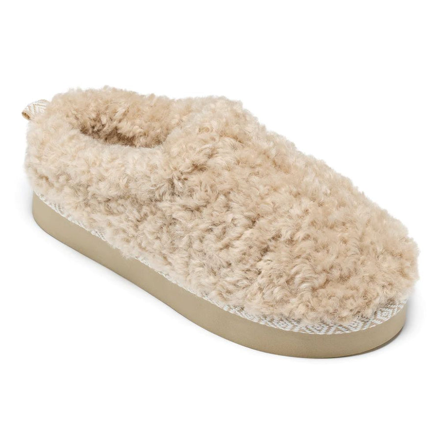 Bedroom Athletics - Alicia Luxury Borg Fleece Platform Mule - Biscuit  - Slippers
