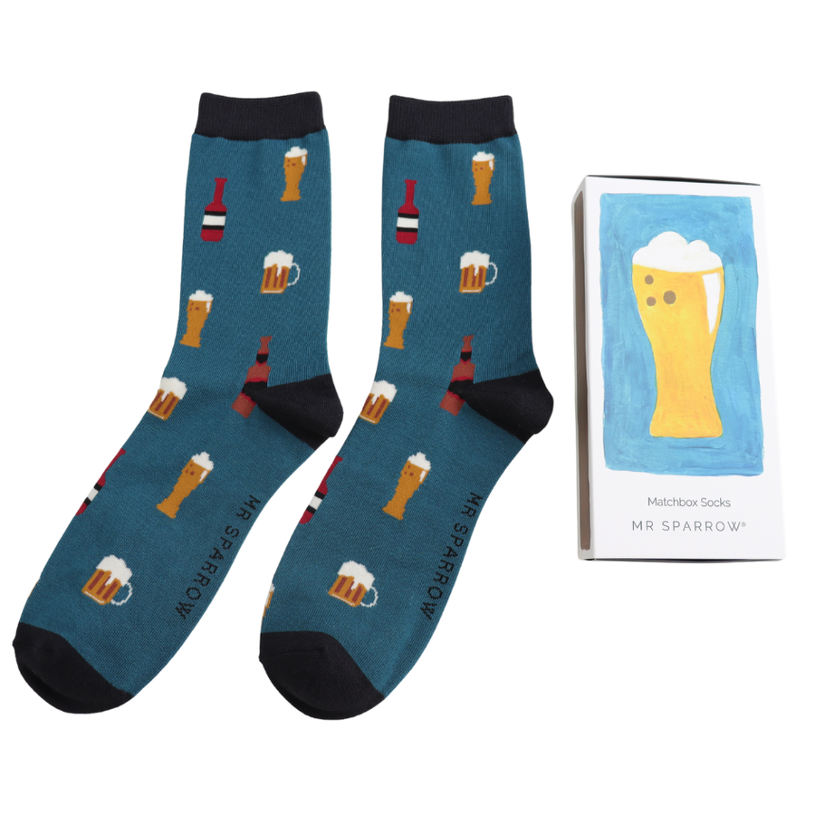 Miss Sparrow - BH024 - Men's Matchbox Socks Here's to Beer - Multi