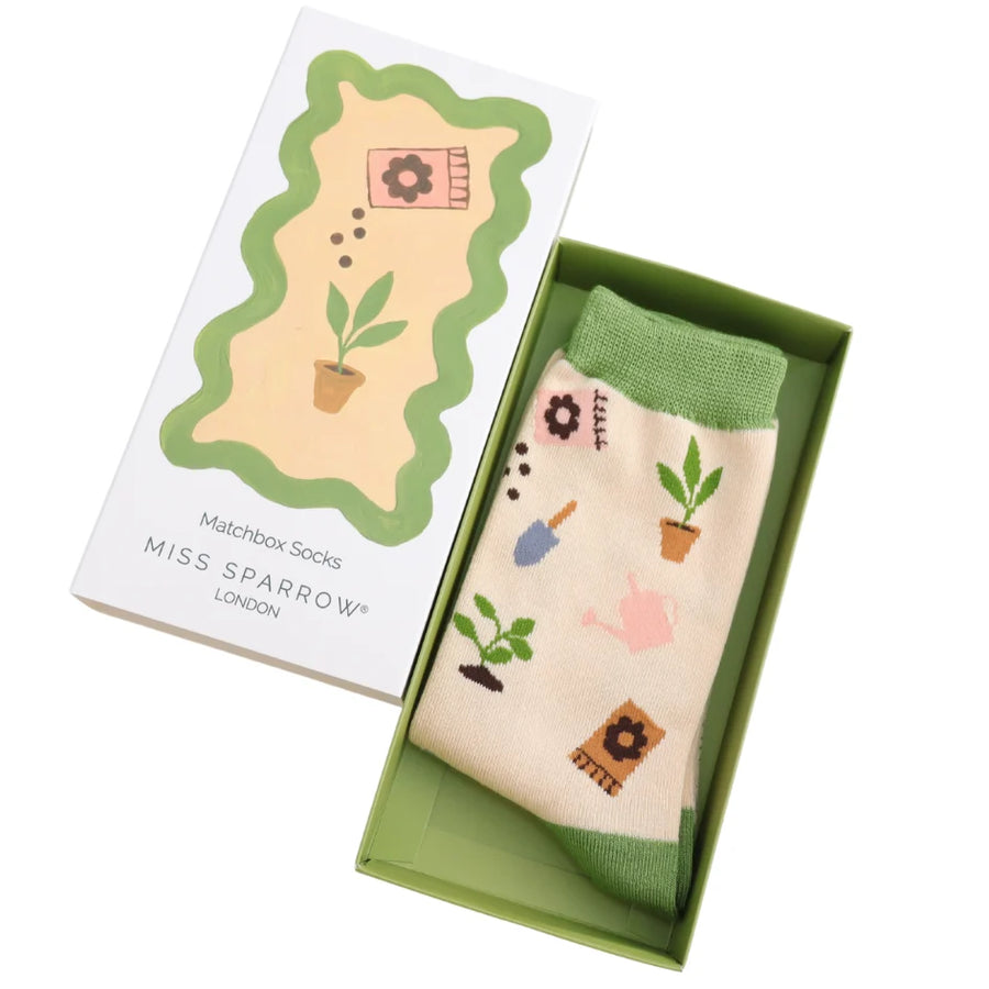 Miss Sparrow - BS030 - Women's Matchbox Socks In the Allotment - Multi