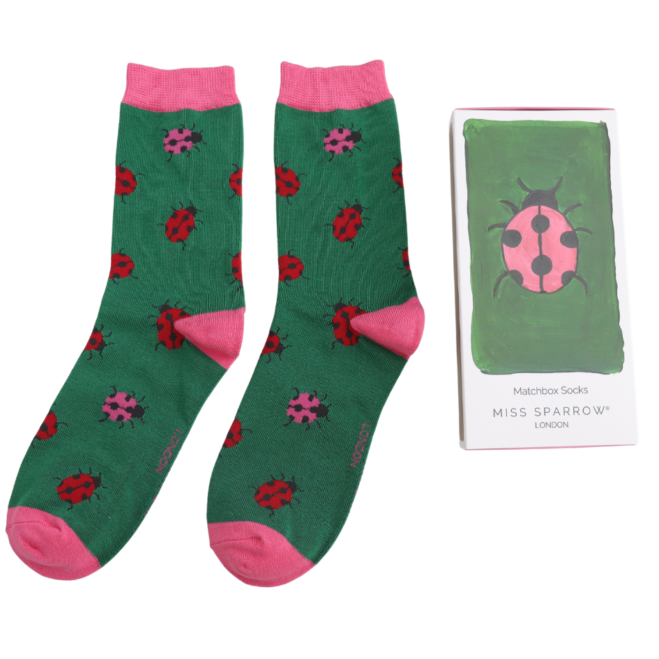 Miss Sparrow - BS031 - Women's Matchbox Socks Ladybug - Multi