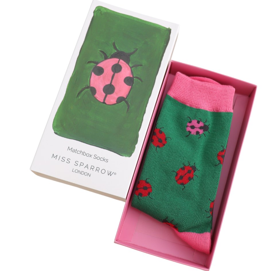 Miss Sparrow - BS031 - Women's Matchbox Socks Ladybug - Multi