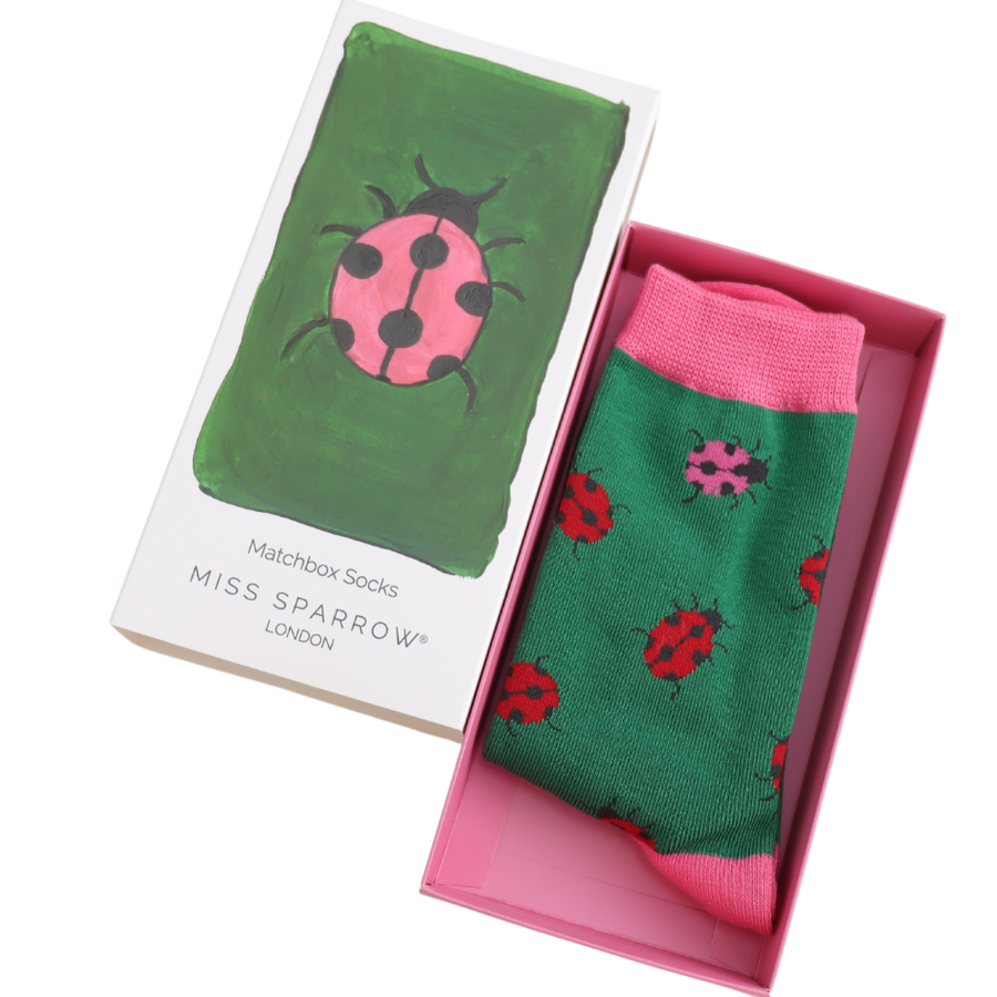 Miss Sparrow - BS031 - Women's Matchbox Socks Ladybug - Multi