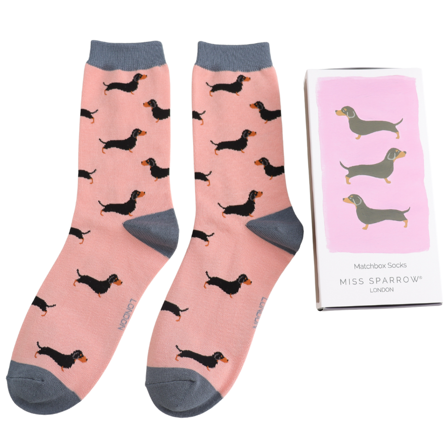 Miss Sparrow - BS032 - Women's Matchbox Socks Little Sausage Dogs - Multi