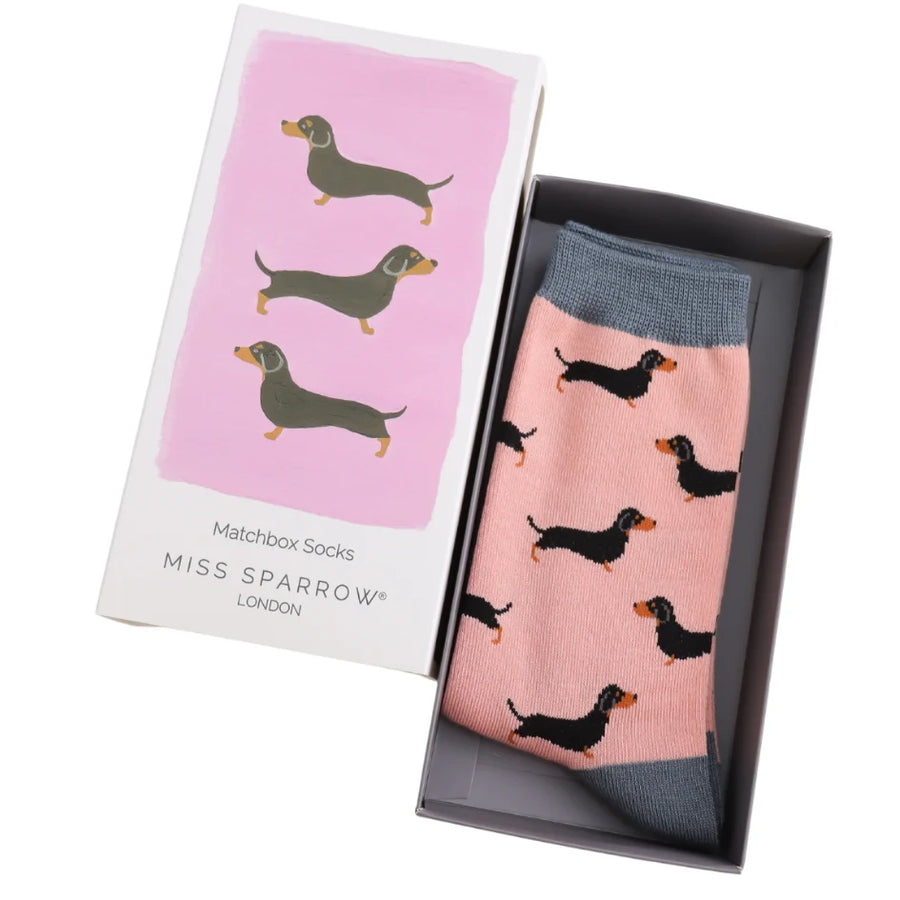 Miss Sparrow - BS032 - Women's Matchbox Socks Little Sausage Dogs - Multi