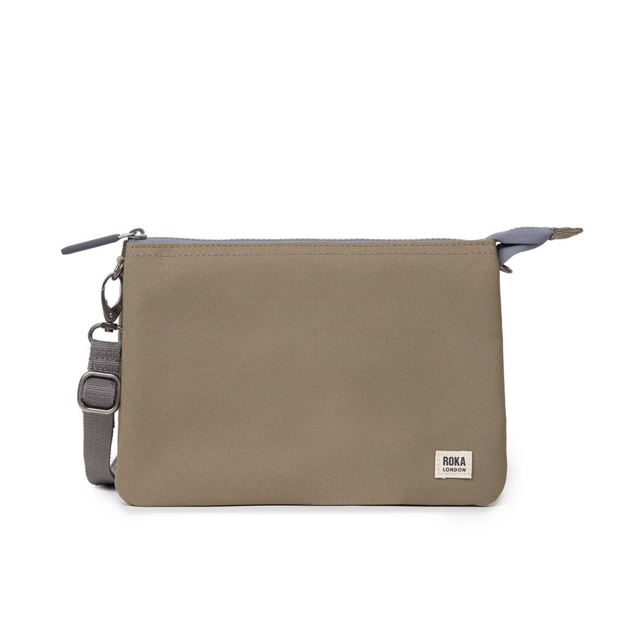 Roka - Carnaby Crossbody Taupe XL Recycled Canvas - Bags