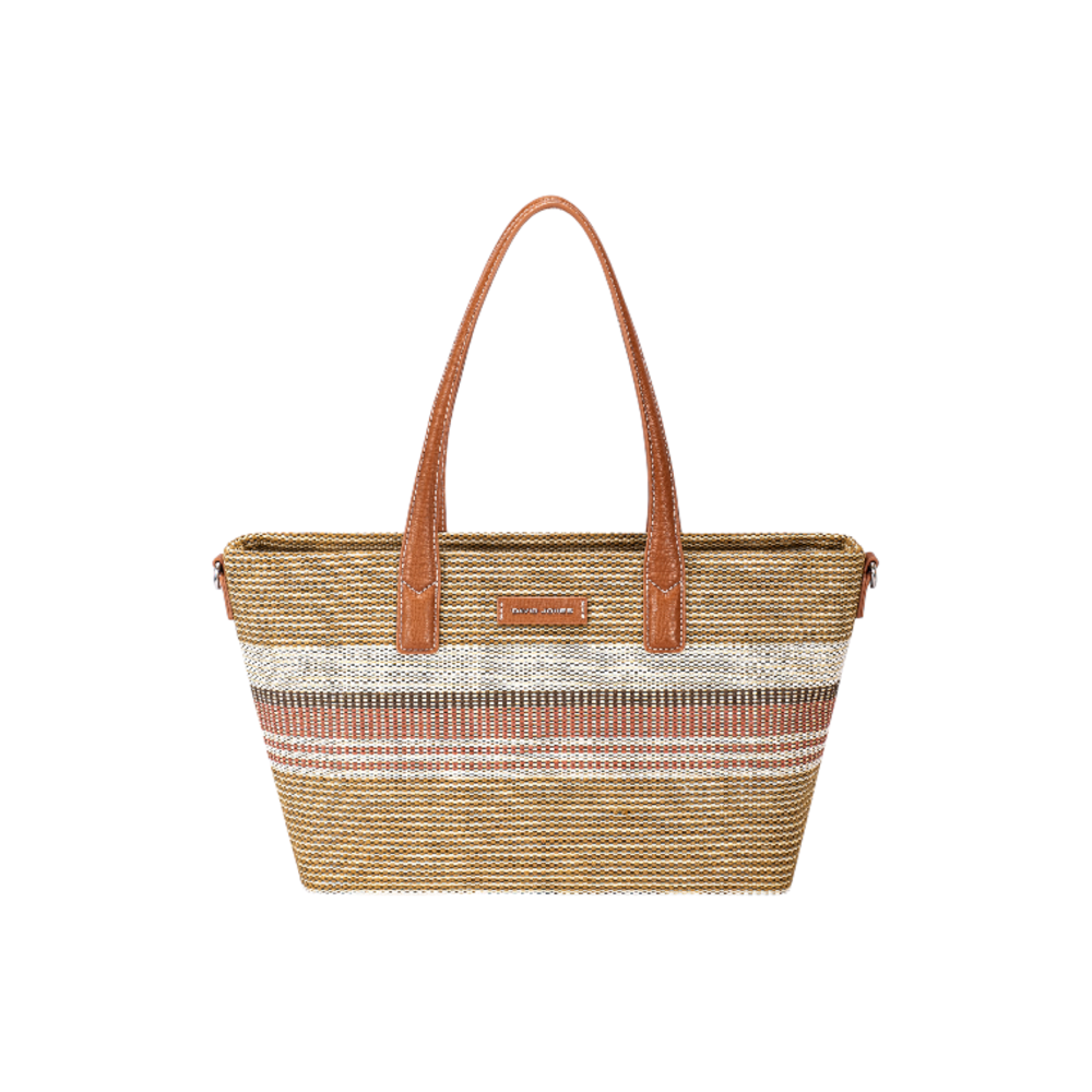 Nova Leathers - Medium Straw Effect Shopper CM8368 - Apricot/Tan  - Bags