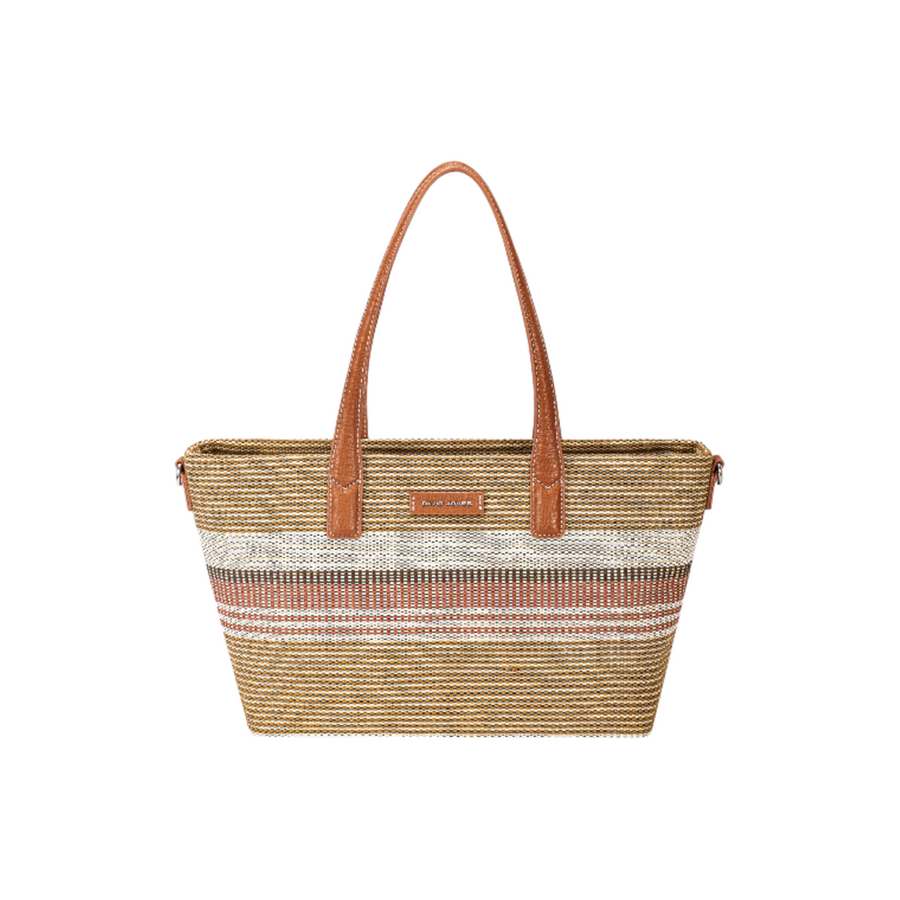 Nova Leathers - Medium Straw Effect Shopper CM8368 - Apricot/Tan  - Bags