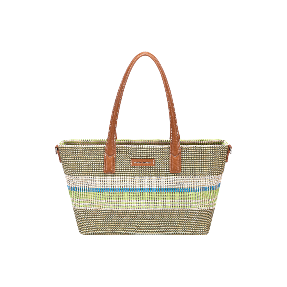 Nova Leathers - Medium Straw Effect Shopper CM8368 - Olive/Branch - Bags