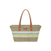 Nova Leathers - Medium Straw Effect Shopper CM8368 - Olive/Branch - Bags