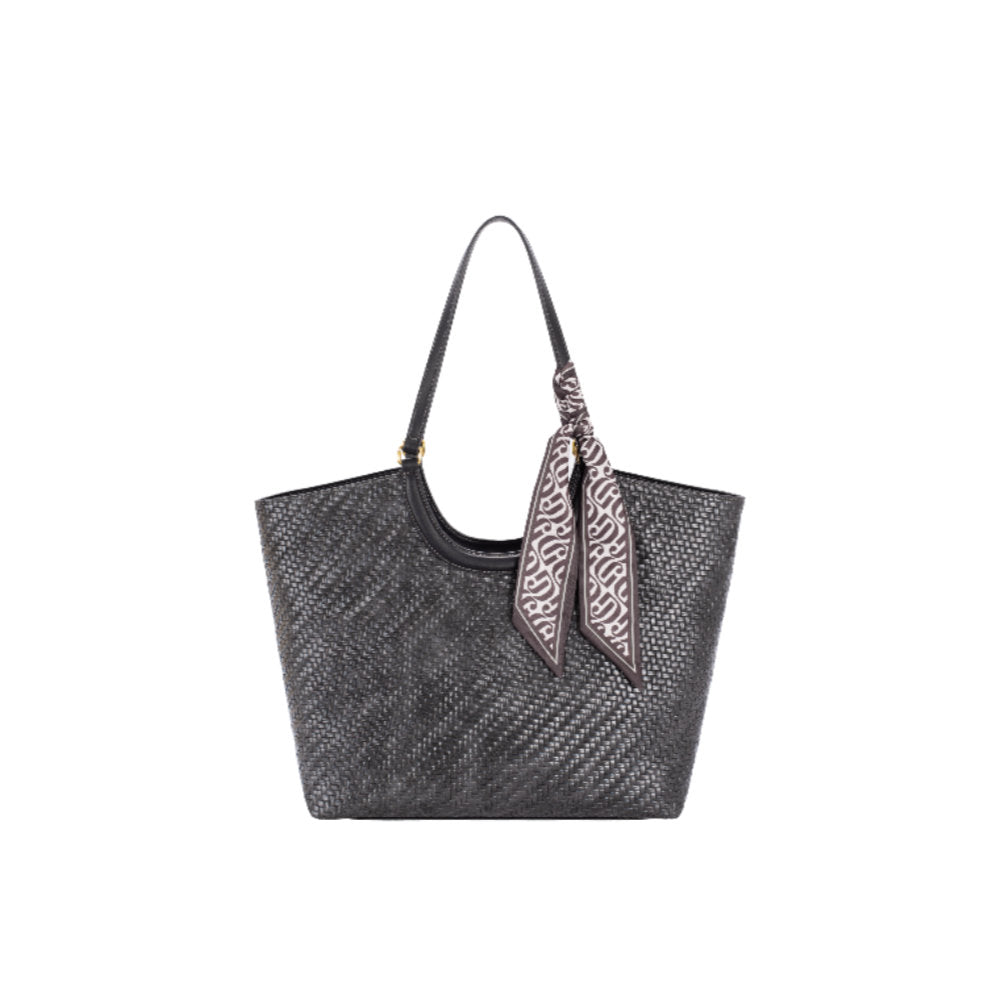 Nova Leathers - Faux Weave Large Shopper Bag - Cm8660 Jet Black