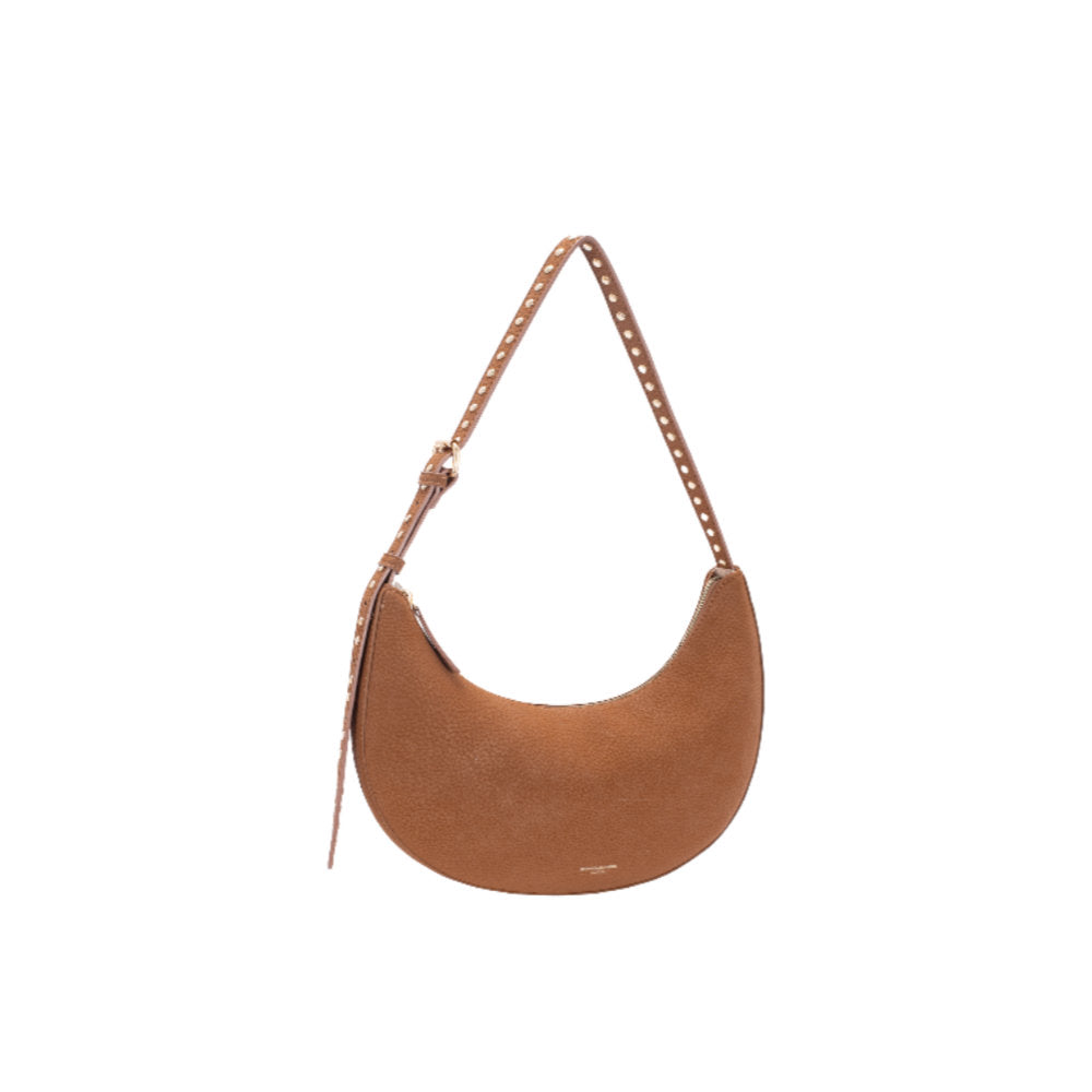 Nova Leathers - Stud Detail Flat Scoop Shoulder Bag- Cm8734 Red Mud