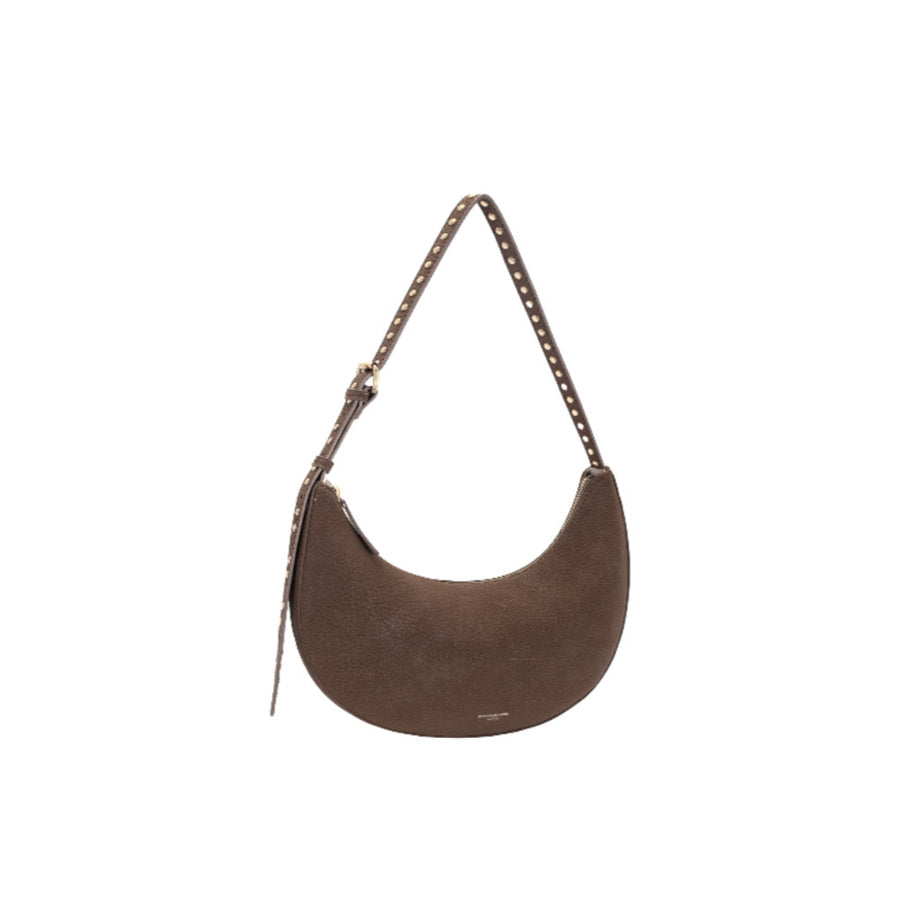 Nova Leathers - Stud Detail Flat Scoop Shoulder Bag - Cm8734 Sandalwood Brown