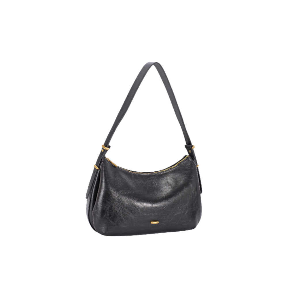 Nova Leathers - Leather Effect Tripple Gusset Shoulder Bag - Cm8768 Black