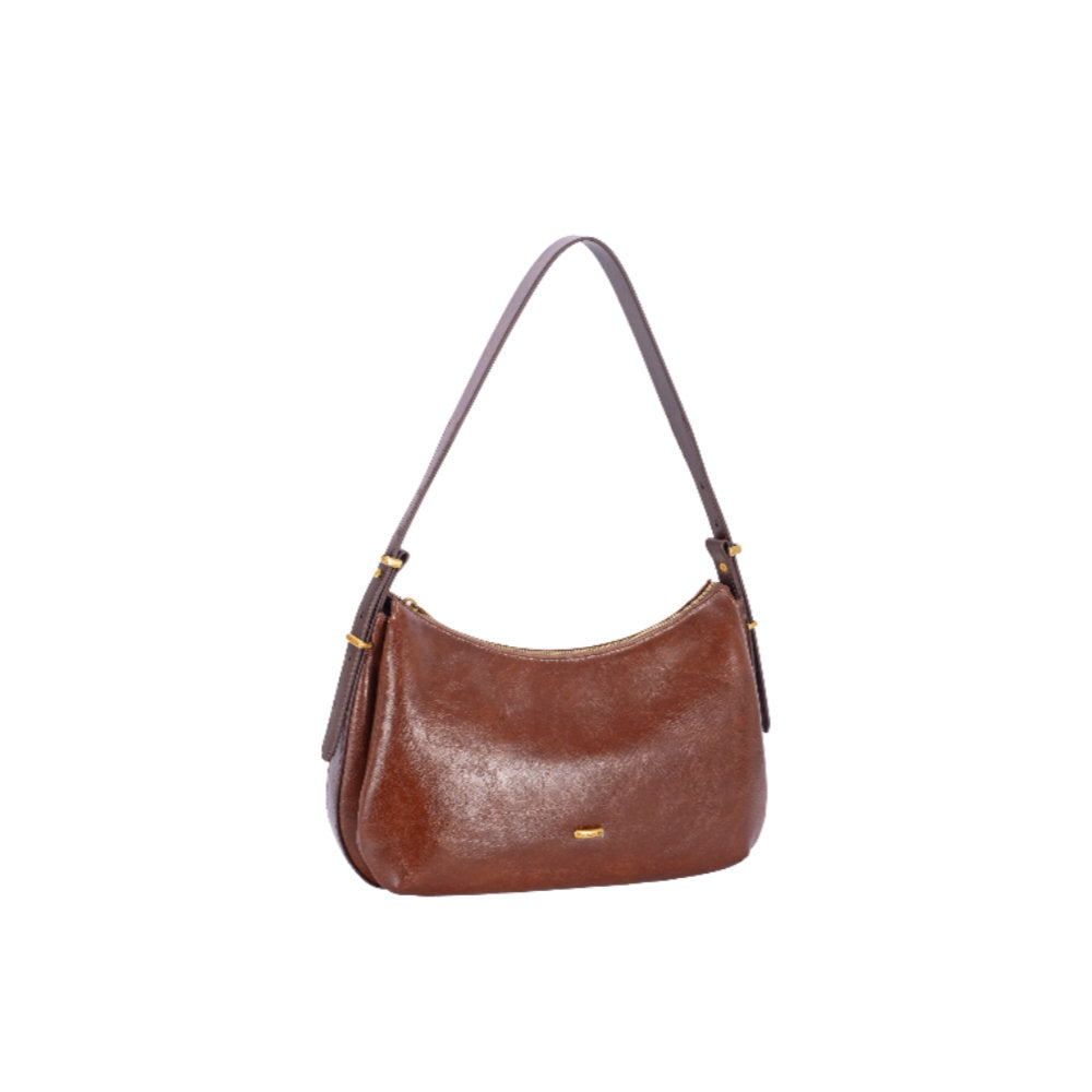 Nova Leathers - Leather Effect Tripple Gusset Shoulder Bag - Cm8768 Red Mud