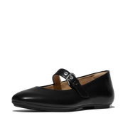 FitFlop - Delicato Leather Mary Ballerina  - All Black - Shoes
