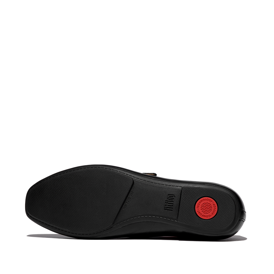 FitFlop - Delicato Leather Mary Ballerina  - All Black - Shoes