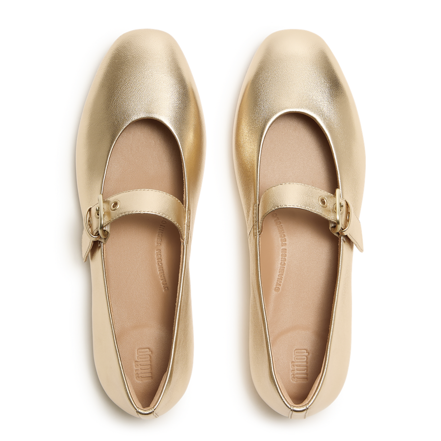 FitFlop - Delicato Leather Mary Ballerina - Platino - Shoes