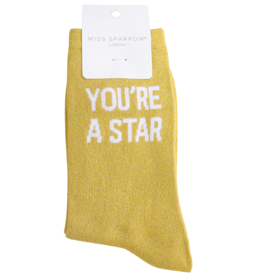 Miss Sparrow - DS007 - Glitter Statement Socks You're a Star - Multi