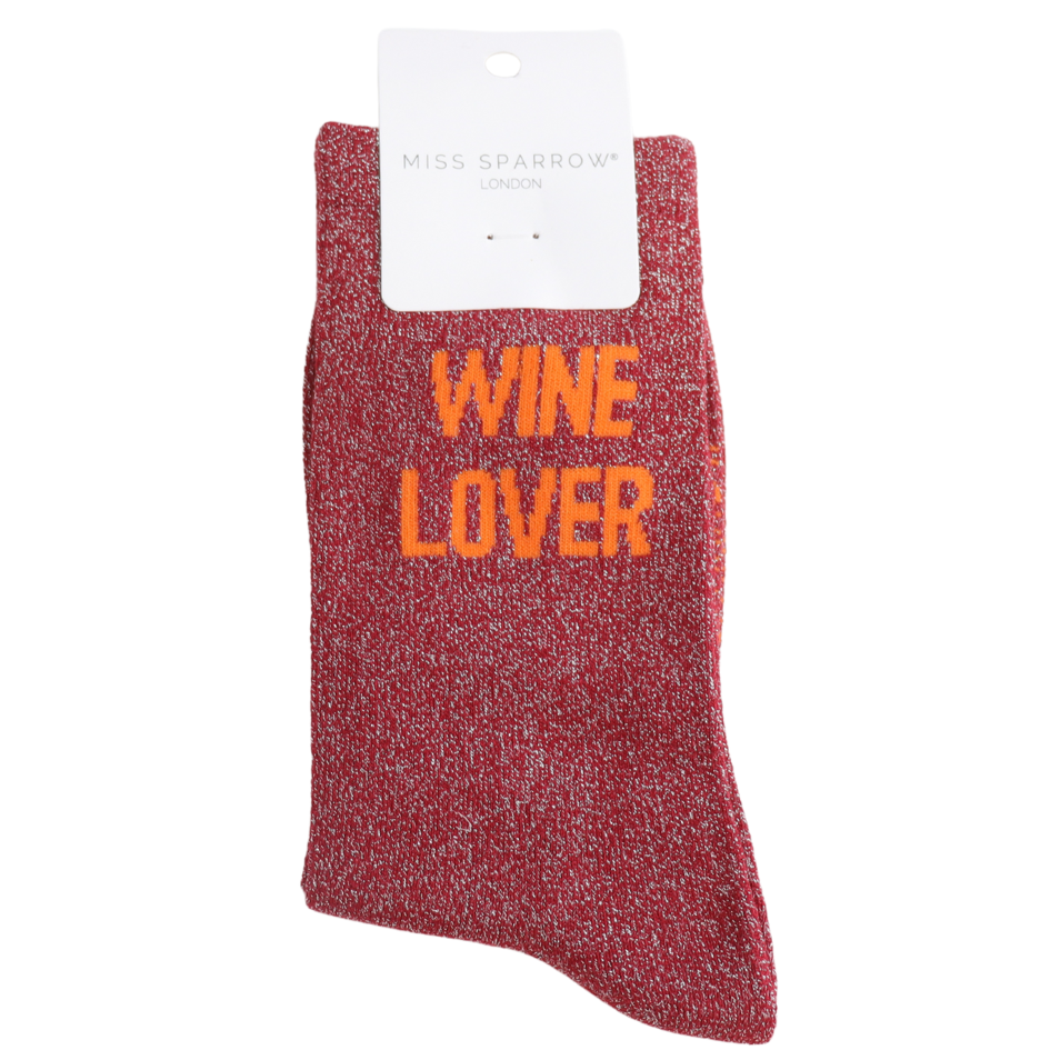 Miss Sparrow - DS019 - Glitter Statement Socks Wine Lover - Multi