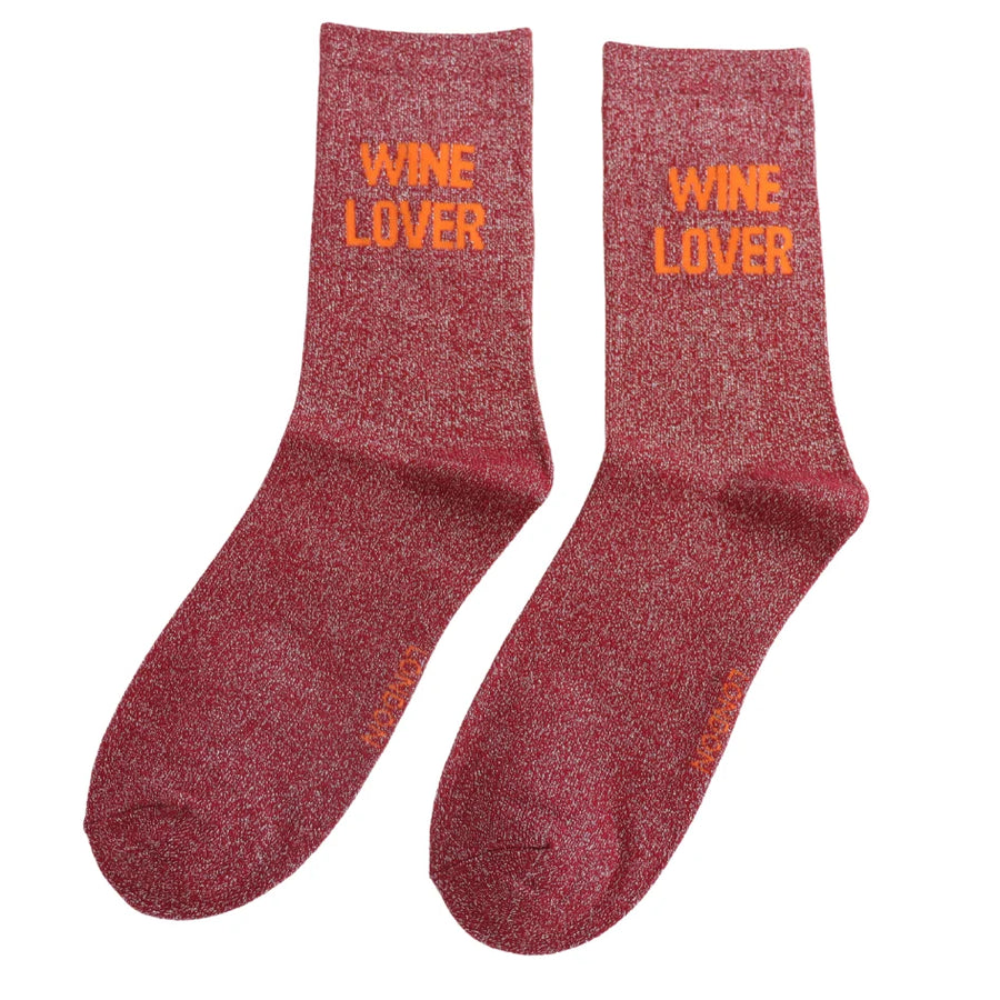 Miss Sparrow - DS019 - Glitter Statement Socks Wine Lover - Multi
