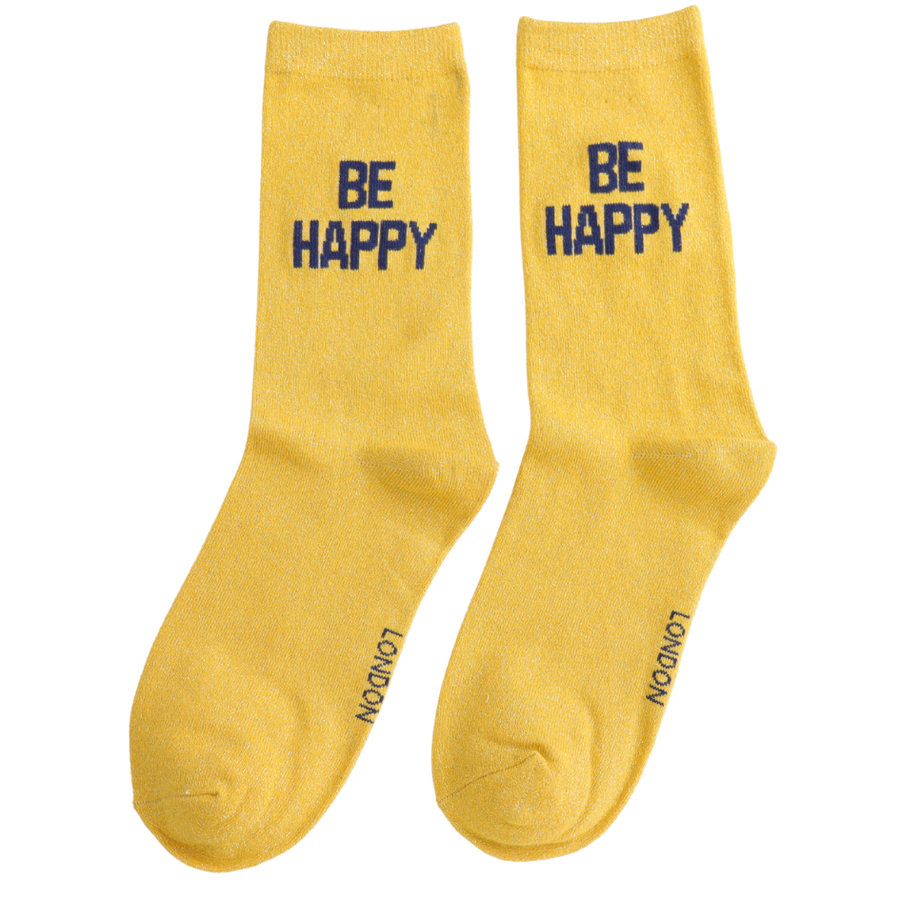 Miss Sparrow - DS027 - Glitter Statement Socks Be Happy - Multi