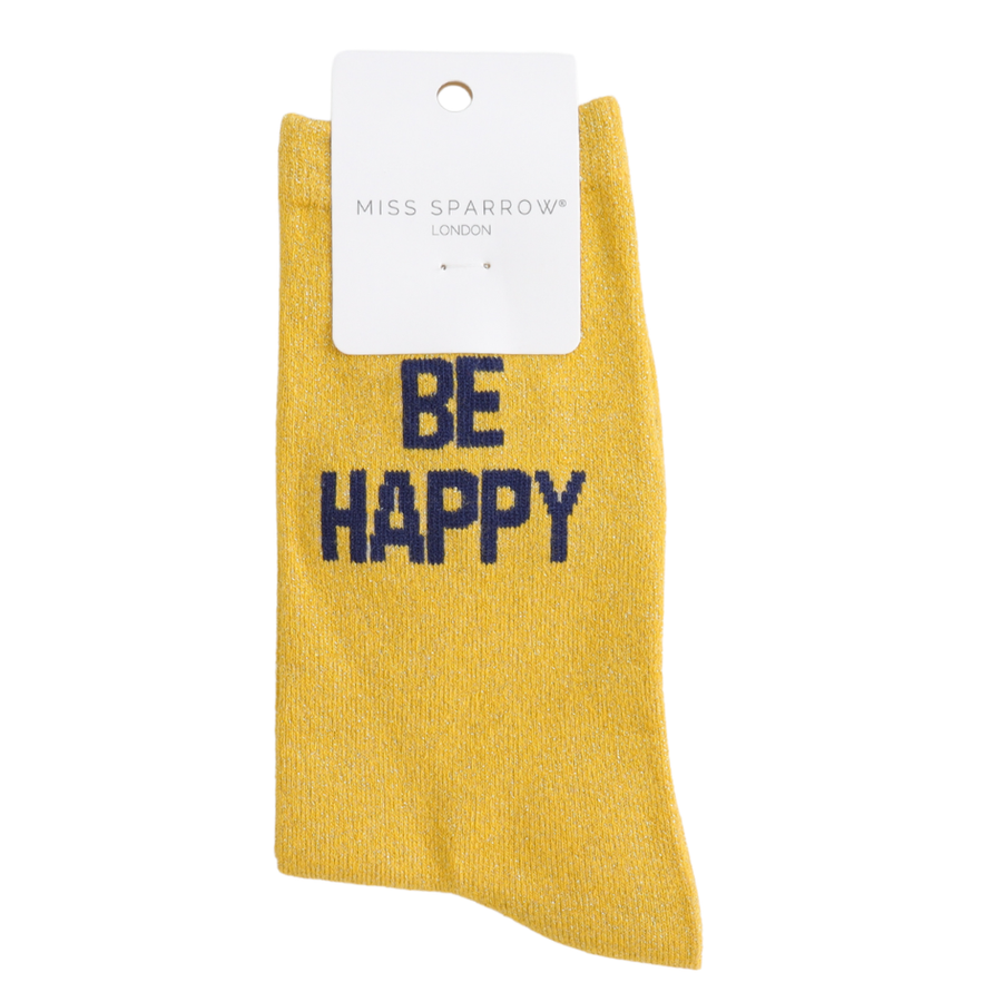 Miss Sparrow - DS027 - Glitter Statement Socks Be Happy - Multi