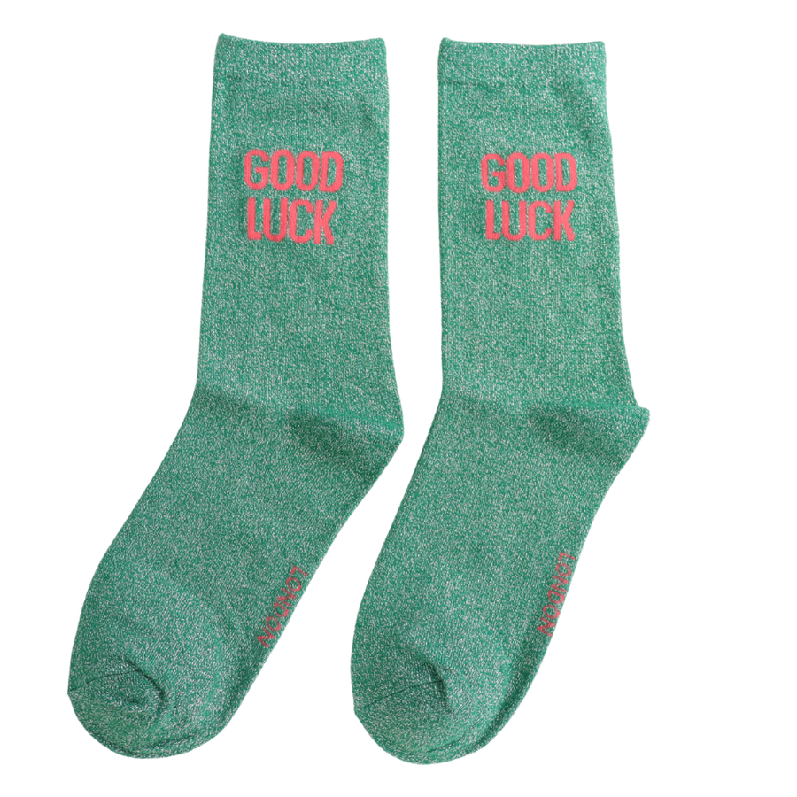Miss Sparrow - DS044 - Glitter Statement Socks Good Luck - Multi