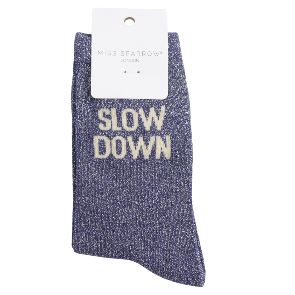 Miss Sparrow - DS050 - Glitter Statement Socks Slow Down - Multi