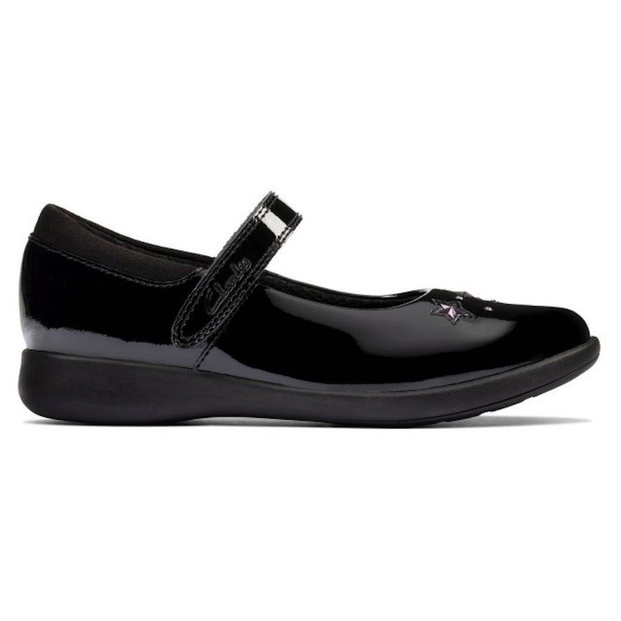 Clarks - Etch Bright K - Black Pat - School Shoes