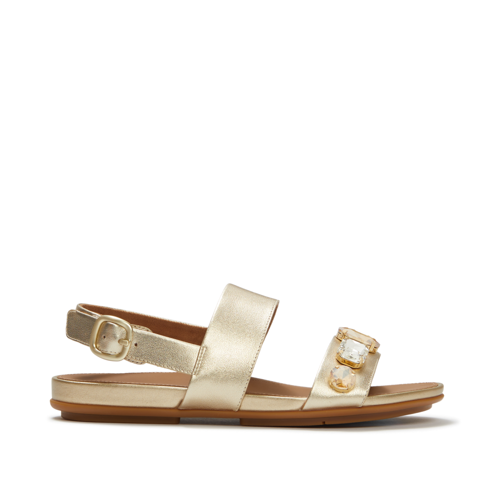 FitFlop - Gracie Ultra-Jewel Leather Back-Strap  - Platino - Sandals