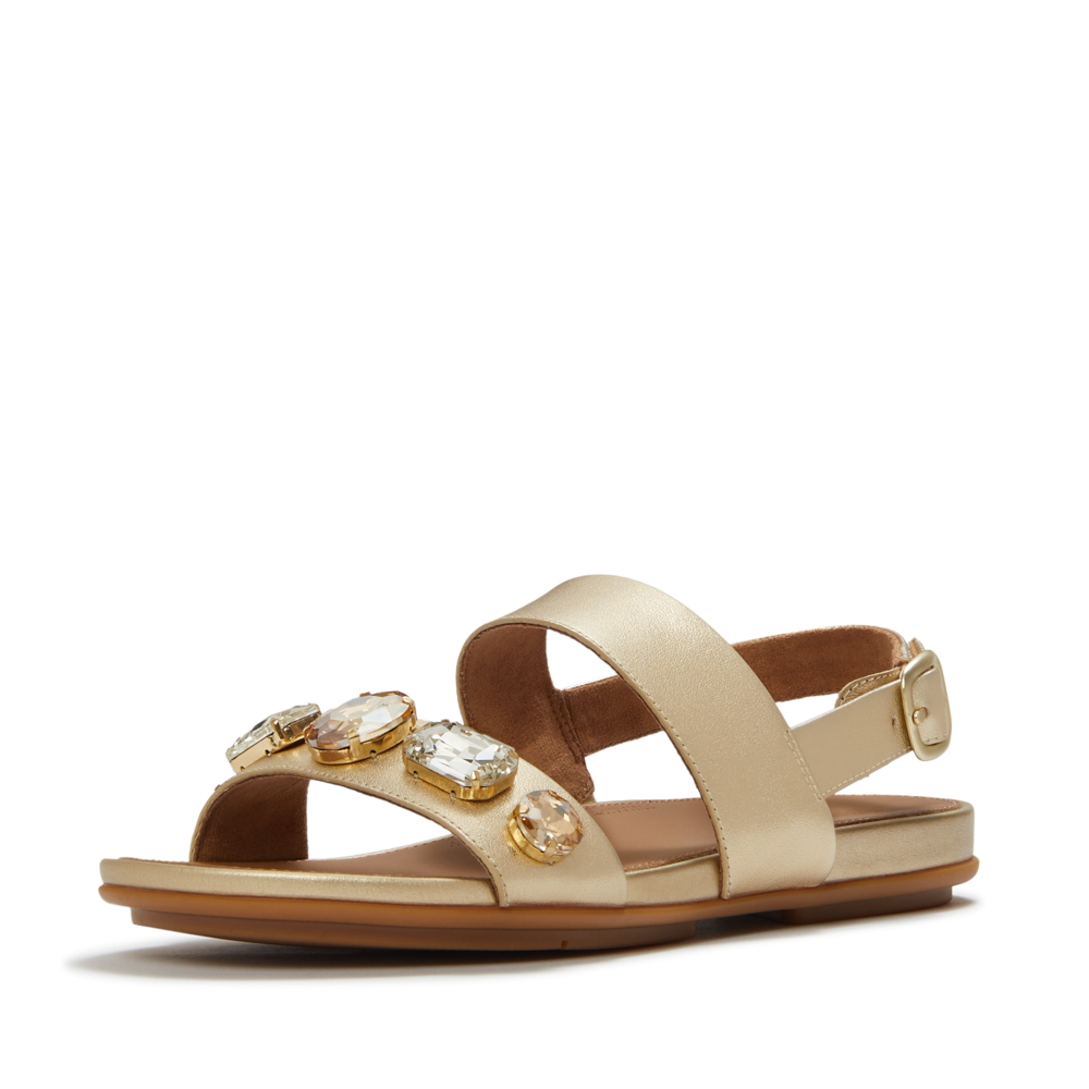 FitFlop - Gracie Ultra-Jewel Leather Back-Strap  - Platino - Sandals