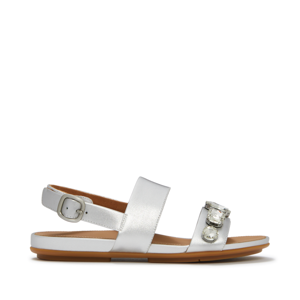 FitFlop - Gracie Ultra-Jewel Leather Back-Strap - Silver - Sandals