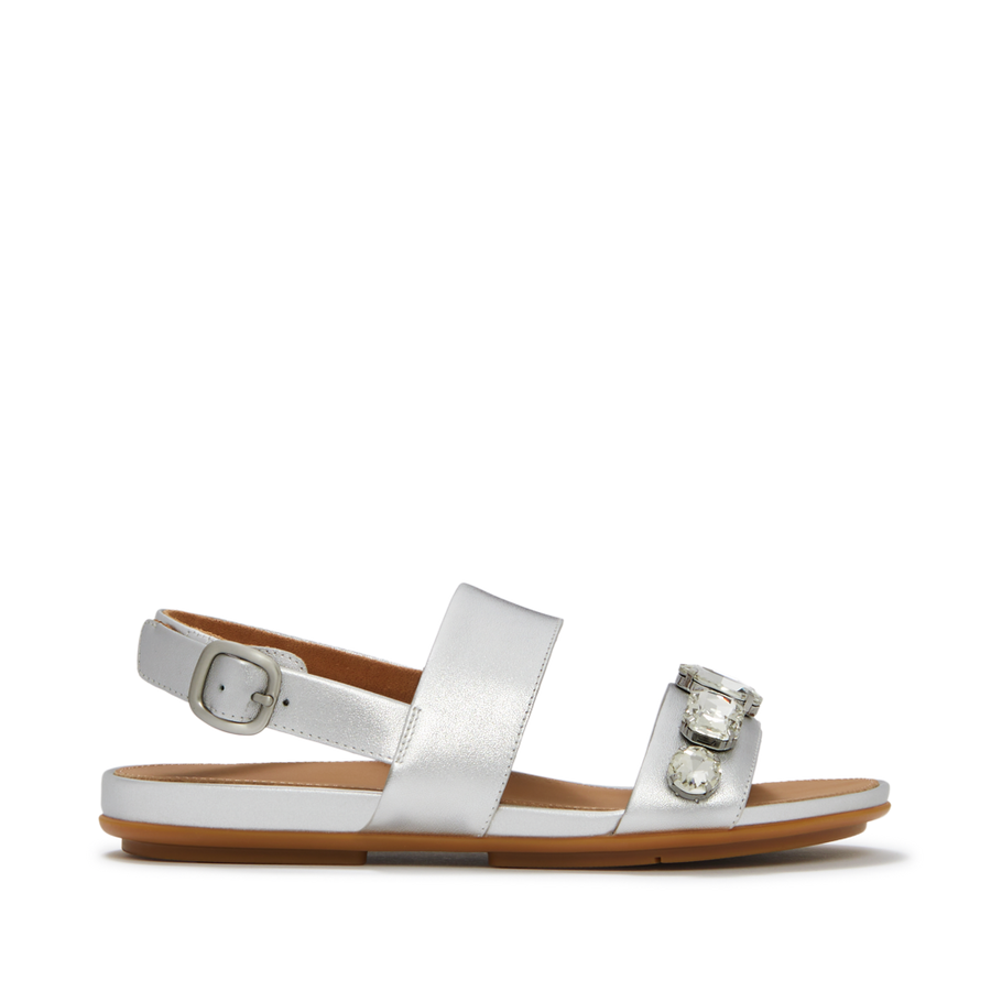 FitFlop - Gracie Ultra-Jewel Leather Back-Strap - Silver - Sandals