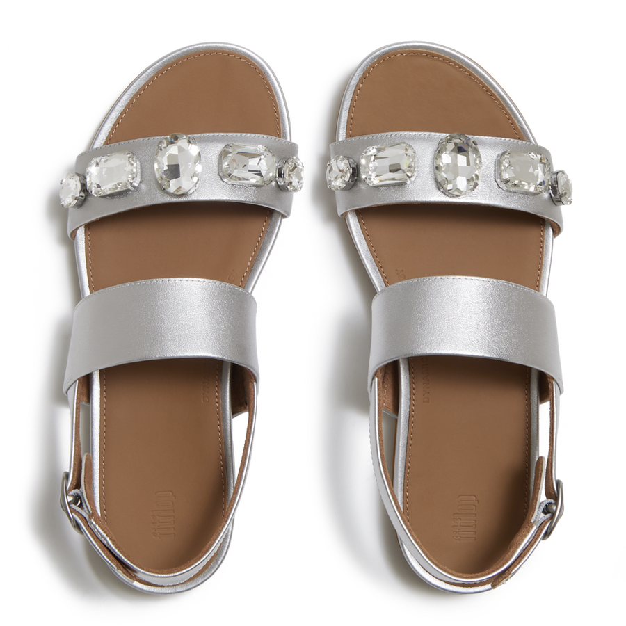 FitFlop - Gracie Ultra-Jewel Leather Back-Strap - Silver - Sandals