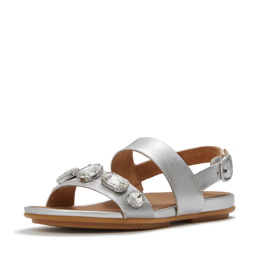 FitFlop - Gracie Ultra-Jewel Leather Back-Strap - Silver - Sandals