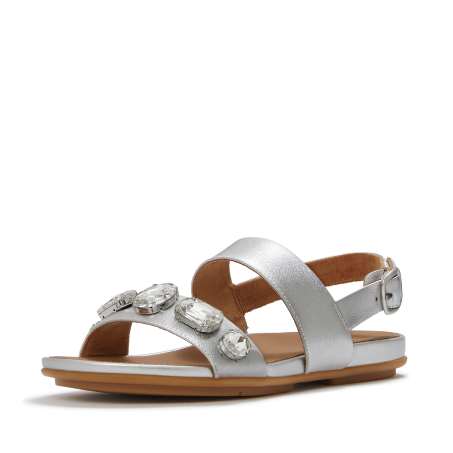 FitFlop - Gracie Ultra-Jewel Leather Back-Strap - Silver - Sandals