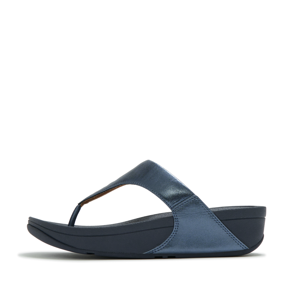 FitFlop - Lulu Leather Toepost  - Metallic Cosmic Blue - Sandals