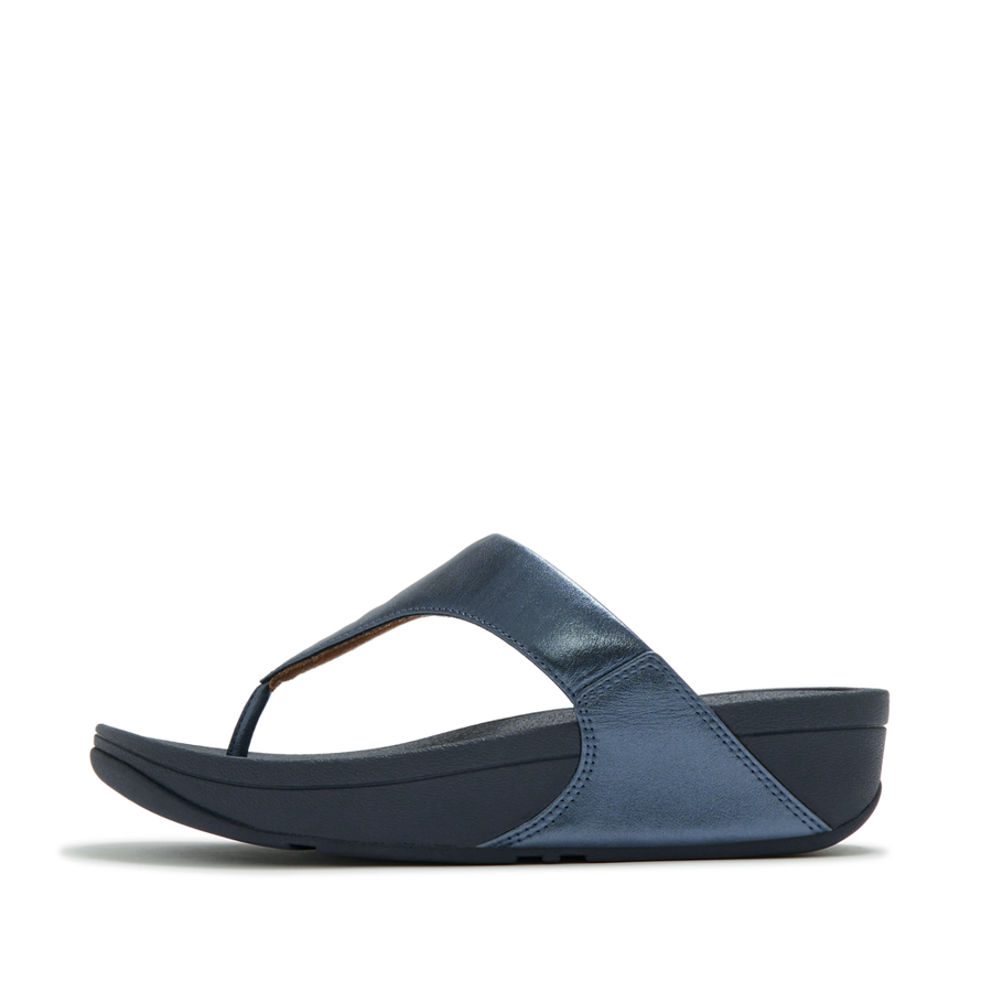 FitFlop - Lulu Leather Toepost  - Metallic Cosmic Blue - Sandals